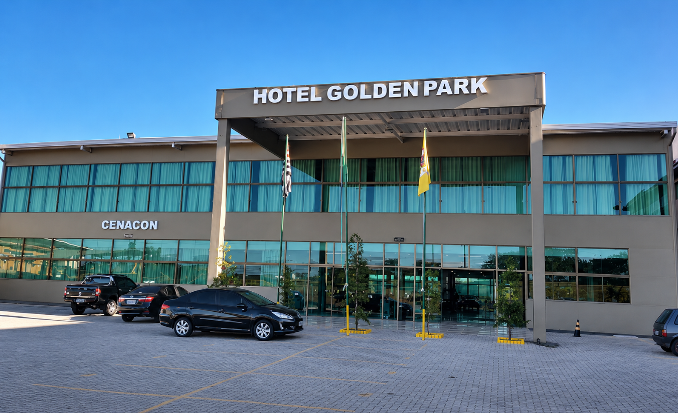 Fachada do Golden Park Sorocaba, hotel com piscina e área de lazer na Rodovia Castelinho