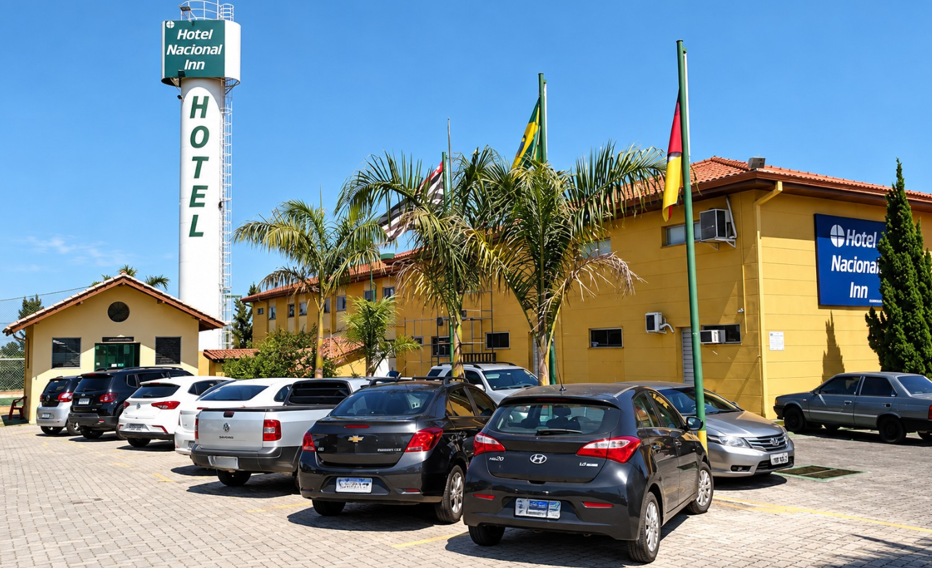 Área de estacionamento do Nacional Inn Sorocaba com fácil acesso pela rodovia