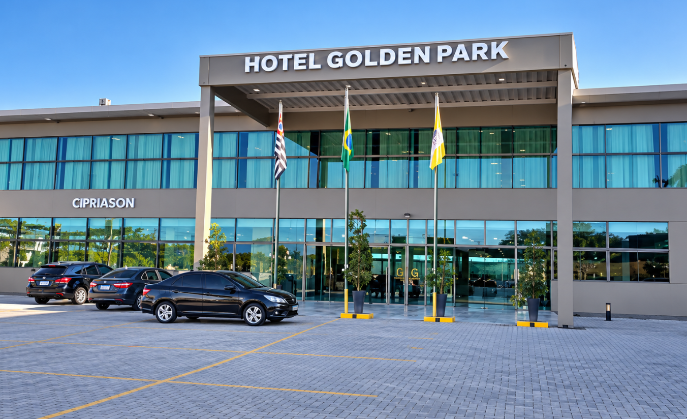 Fachada do Hotel Golden Park Sorocaba às margens da rodovia